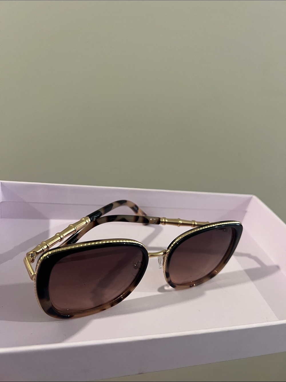 Gold-Trim Brown Gradient Women's Sunglasses